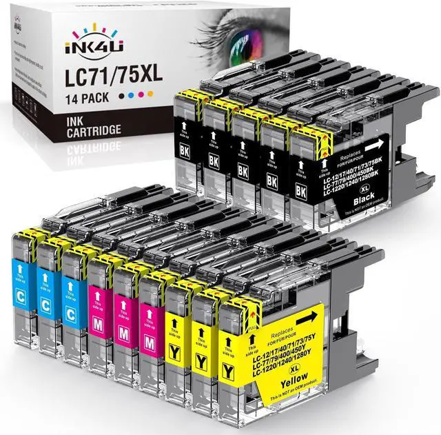 Main image of INK4U Compatible LC75 Ink Cartridges Replacement  LC75 LC71 LC79 XL for MFC-J6510DW MFC-J6710DW MFC-J6910DW MFC-J280W MFC-J425W MFC-J430W Printer(5 Black,3 Cyan,3 Magenta,3 Yellow,14 Pack)
