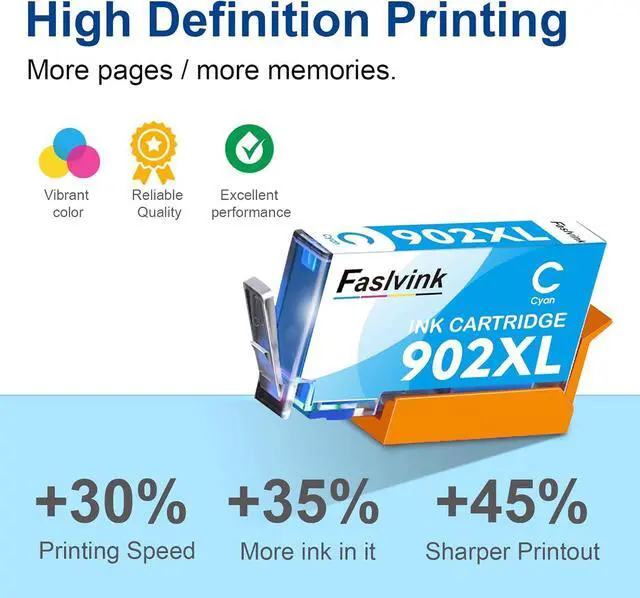 Alt view image 5 of 7 - 902XL Ink Cartridges Combo Pack,with Updated Chip,Replacement  902XL 902 XL Work with Officejet Pro 6978 6968 6970 6962 6975 6958 6950 Printer (902XL,2 Black, 1 Cyan, 1 Magenta, 1 Yellow)