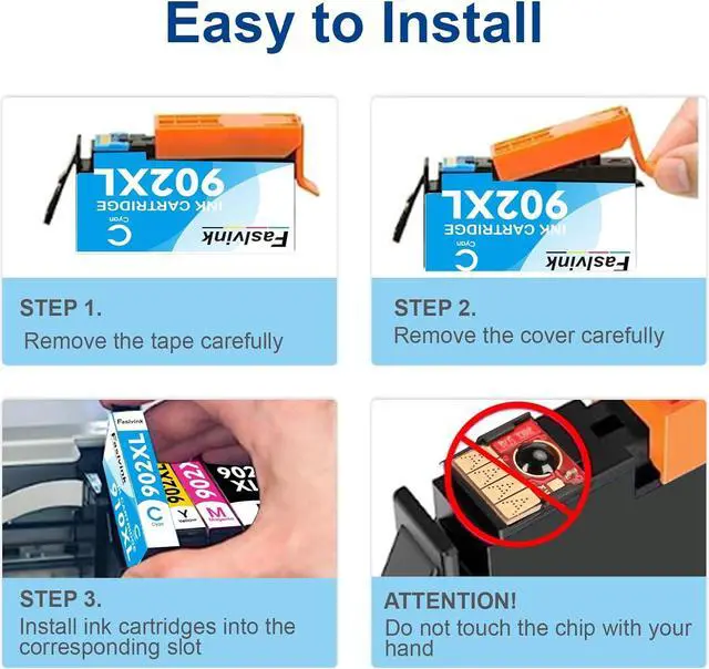 Alt view image 7 of 7 - 902XL Ink Cartridges Combo Pack,with Updated Chip,Replacement  902XL 902 XL Work with Officejet Pro 6978 6968 6970 6962 6975 6958 6950 Printer (902XL,2 Black, 1 Cyan, 1 Magenta, 1 Yellow)