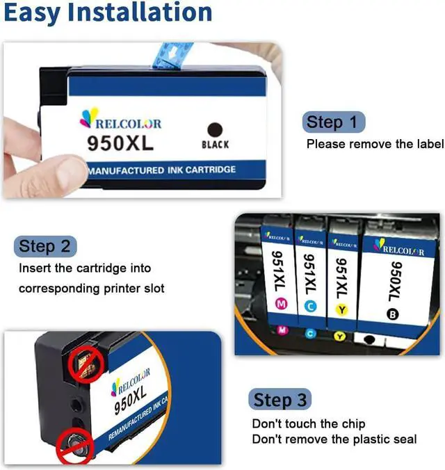 Alt view image 5 of 6 - Replacement  Ink OfficeJet Pro 8600 8610 8100950XL 951XL 950 951 XL Cartridge Black Color Combo to Officejet pro 8620 8625 8630 8660 8615 276DW 251DW Printer,High-Yield 4 Pack HP950 HP951 XL