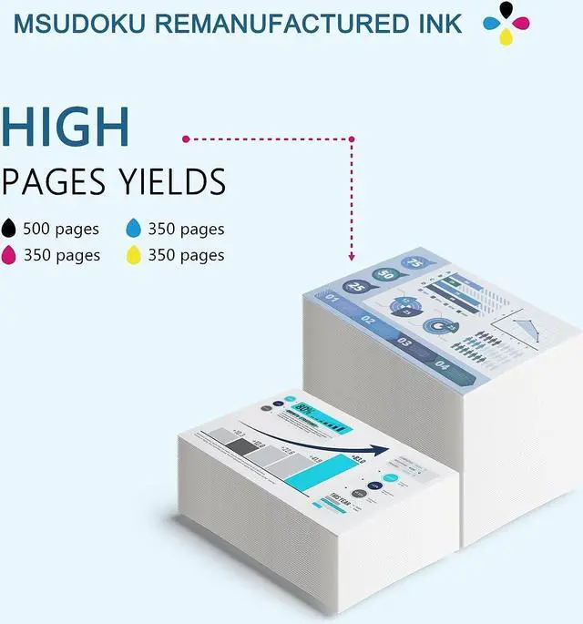 Alt view image 3 of 7 - Msudoku 232XL Ink Cartridges Remanufactured Replacement  232XL Ink Cartridges Combo Pack 232 T232 T232XL Use with Expression Home XP-4200 XP-4205 Workforce WF-2930 WF-2950 Printers4 Pack