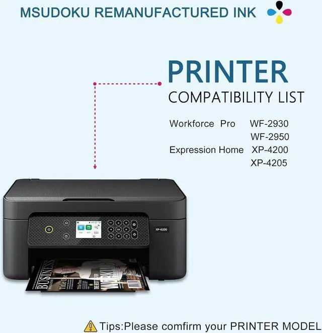 Alt view image 4 of 7 - Msudoku 232XL Ink Cartridges Remanufactured Replacement  232XL Ink Cartridges Combo Pack 232 T232 T232XL Use with Expression Home XP-4200 XP-4205 Workforce WF-2930 WF-2950 Printers4 Pack