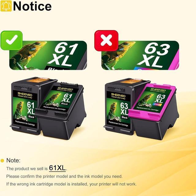 Alt view image 2 of 6 - 61XL Black Ink Cartridges High Yield Replacement  61XL Ink Work with Envy 4500 5530, Deskjet 2540 1056 1510 1000 1010, Officejet 4630 2620 4635 Series Printer (2 Black)