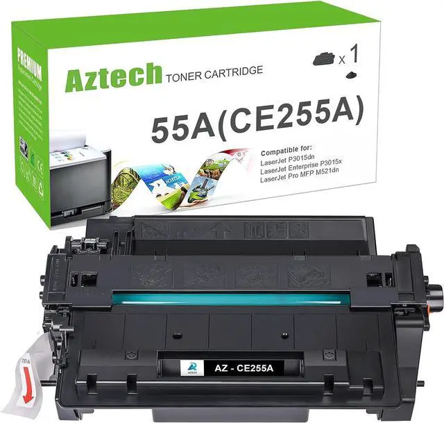 Main image of Aztech Compatible CE255A 55A Toner Cartridge Replacement  55A CE255A 55X CE255X  Laserjet P3015 P3015dn P3015x Pro 500 MFP M521dn M521dw M521 M525 Printer Ink (Black, 1-Pack)