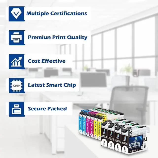 Alt view image 4 of 7 - DOUBLE D Upgraded LC20E Compatible Replacement  LC20E LC-20E XXL Ink Cartridges  MFC-J985DW J775DW J5920DW J985DWXL Printer (4BK+2C+2M+2Y) 10 Pack-Updated Version