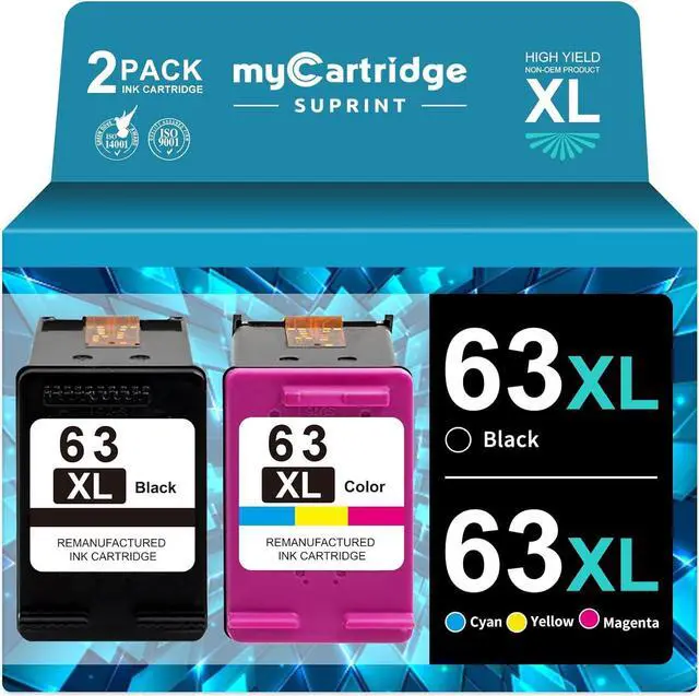 Main image of MYCARTRIDGE SUPRINT 63XL Ink Cartridges Black Color Combo Pack Remanufactured Ink Cartridge Replacement  63XL 63 XL for OfficeJet 5255 4650 3830 5258 4652 Envy 4520 4512 Printer 63 Ink