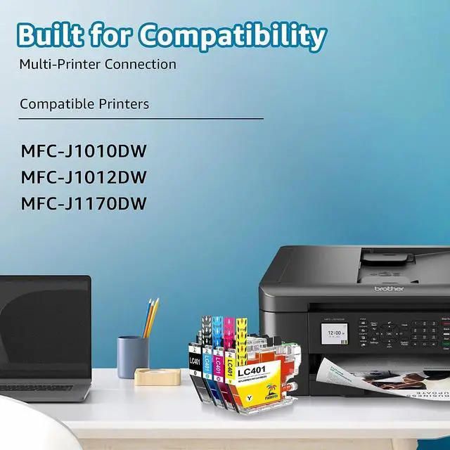 Alt view image 2 of 7 - Palmtree LC401 Compatible Ink Cartridge Replacement LC401 LC 401 LC401XL LC401 XL to use with Brother MFC-J1010DW MFC-J1012DW MFC-J1170DW Printer (Black,Cyan,Magenta,Yellow, 4 Combo Pack)