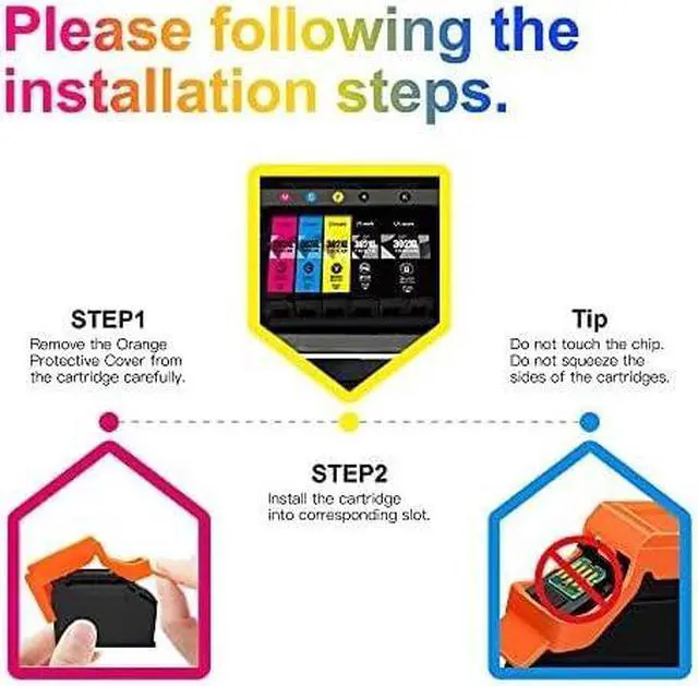 Alt view image 4 of 7 - 302XL Ink Cartridge - Uniwork Replacement  302XL Printer Ink Cartridges, 302XL 302 XL T302XL T302 to use with Expression Premium XP-6000 XP6000 XP-6100 Printer (PBK/BK/C/M/Y, 5 Pack)
