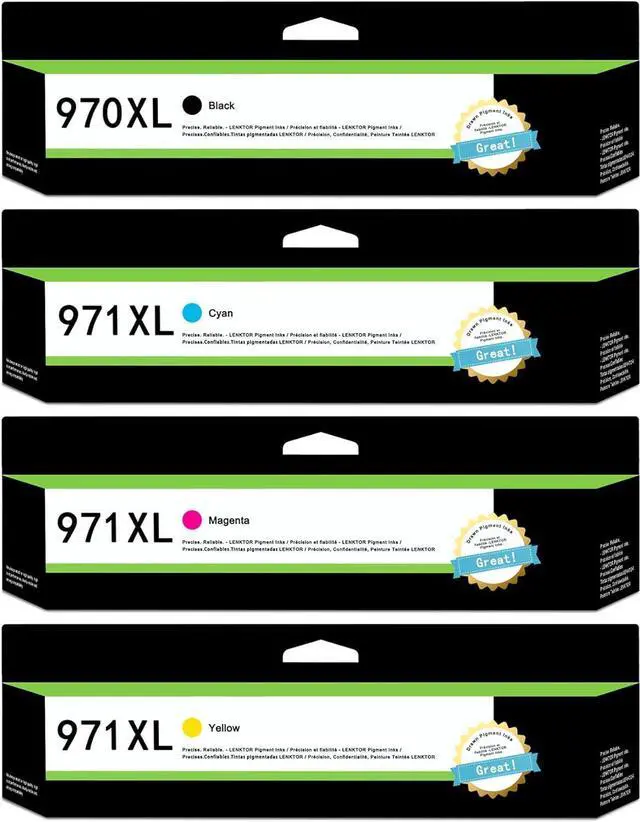 Main image of 970XL / 971XL High-Yield Ink Cartridges (4 Pack, Black/Cyan/Magenta/Yellow) Lenkto Compatible Ink Replacement  970 971 Ink Cartridges for OfficeJet Pro X451dw X451dn X476dw X476dn X576dw X551dw