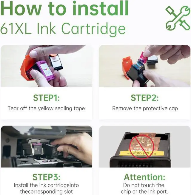 Alt view image 4 of 6 - LEMERO 61XL Remanufactured Ink Cartridge Replacement  61 XL 61XL Black Ink Cartridge  Envy 4500 5530 4501 4502 OfficeJet 4630 4635 4632 DeskJet 2541 2542 Printer Ink Cartridge (2 Black)