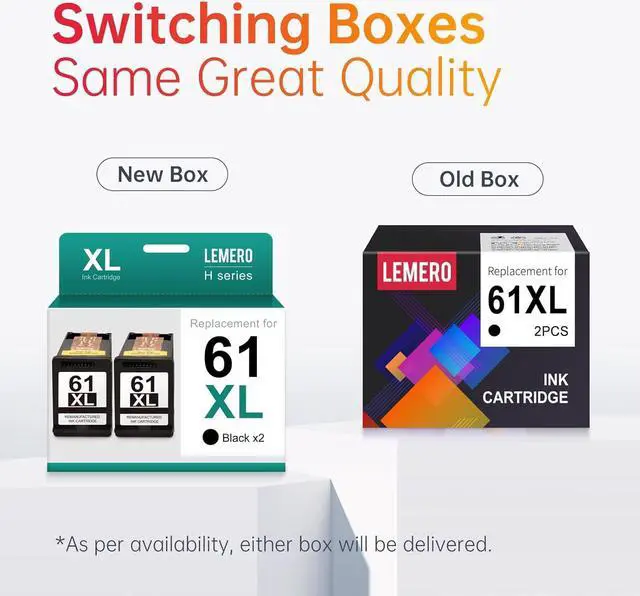 Alt view image 6 of 6 - LEMERO 61XL Remanufactured Ink Cartridge Replacement  61 XL 61XL Black Ink Cartridge  Envy 4500 5530 4501 4502 OfficeJet 4630 4635 4632 DeskJet 2541 2542 Printer Ink Cartridge (2 Black)