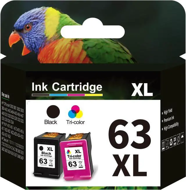Main image of Aqepbzt Remanufactured Black/Tri-Color Ink Cartridge Replacement  Ink 63 63XXL Ink Cartridges Black and Color  OfficeJet 3830 4650 5255 Envy 4510 5020 4528 4513 Deskjet 1112 2130 Printer