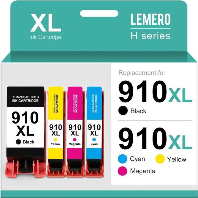 Main image of LEMERO 910XL Black and Color Ink Cartridges Combo Pack Replacement  Ink 910 XL for Officejet Pro 8020 8025 8035 8028 Printer (4 Pack 910XL Ink Cartridges Combo Pack)