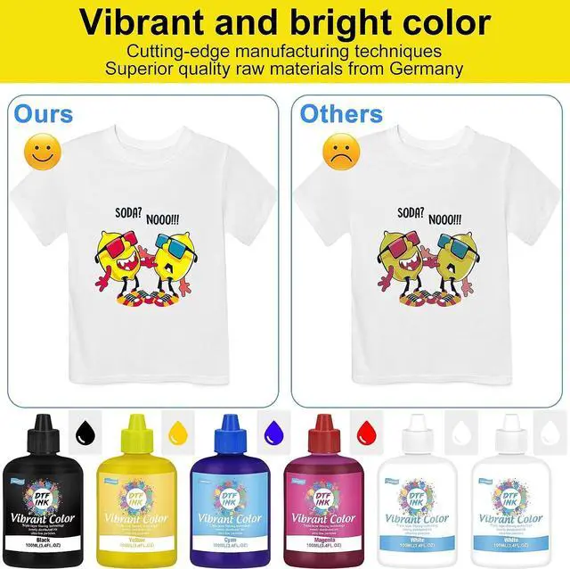 Alt view image 3 of 6 - Yamation DTF Ink 600ml: Refill for DTF Printers Epson ET2800,ET-8550, XP-15000, L1800, L805, R1390, R2400, Direct to Film Printing (100ml x 6, White Cyan Magenta Yellow Black)