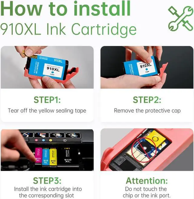 Alt view image 4 of 6 - LEMERO 910XL Black and Color Ink Cartridges Combo Pack Replacement  Ink 910 XL for Officejet Pro 8020 8025 8035 8028 Printer (4 Pack 910XL Ink Cartridges Combo Pack)