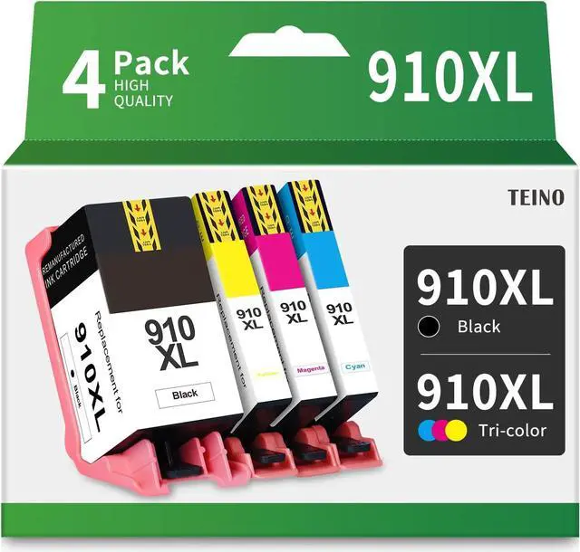 Main image of TEINO 910XL Ink Cartridges Combo Pack Remanufactured Ink Cartridge Replacement  Ink 910 XL  OfficeJet Pro 8020 8025 8035 8022 8028 8015 8033 Printer (Black Cyan Magenta Yellow) HP910XL