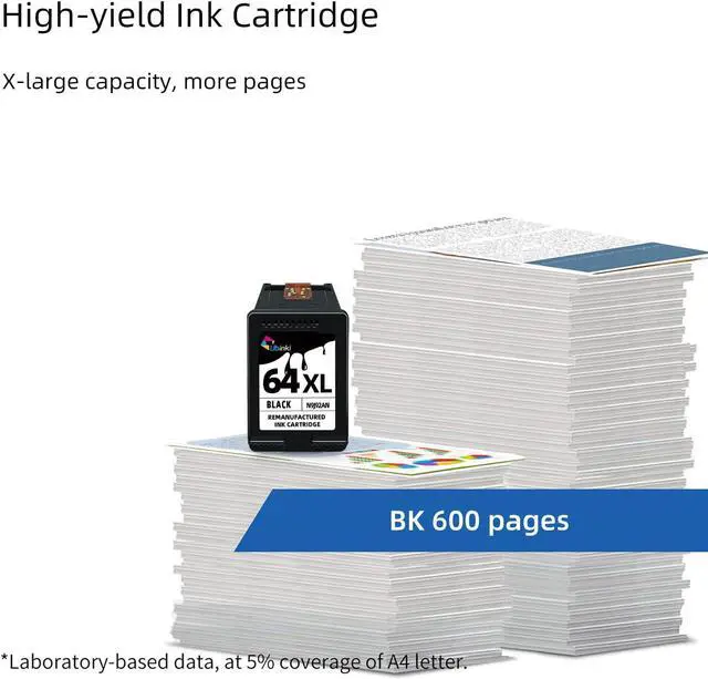 Alt view image 4 of 7 - Ubinki 64XL Black Ink Cartridge Ink 64 XL HP64 HP64XL Cartridges Envy 7855 7155 7858 7800 7955e 7255e 7900e 6200 62226252 6255 7830 7864 7120 6222 Tango x Terra Printers (2-Pack)