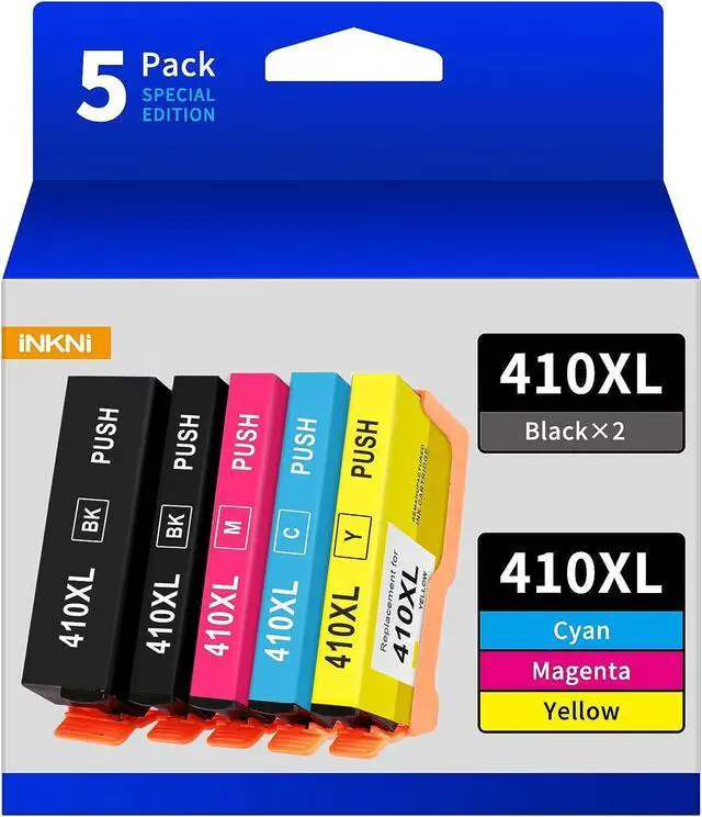 Main image of 410XL Ink Cartridges Remanufactured Replacement  410XL 410 XL T410XL for Expression XP-7100 XP-830 XP-640 XP-630 XP-530 XP-635 Printer (Black, Photo Black, Cyan, Magenta, Yellow, 5-Pack)