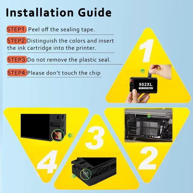 Alt view image 4 of 6 - 952XL Ink Cartridges Combo Pack Replacement  Ink 952 XL Compatible with OfficeJet Pro 8710 8720 7740 8210 8715 7720 8702 8725 8740 8730 8700 8200 Printer (2Black 1Cyan 1Magenta 1Yellow- 5 Pack)
