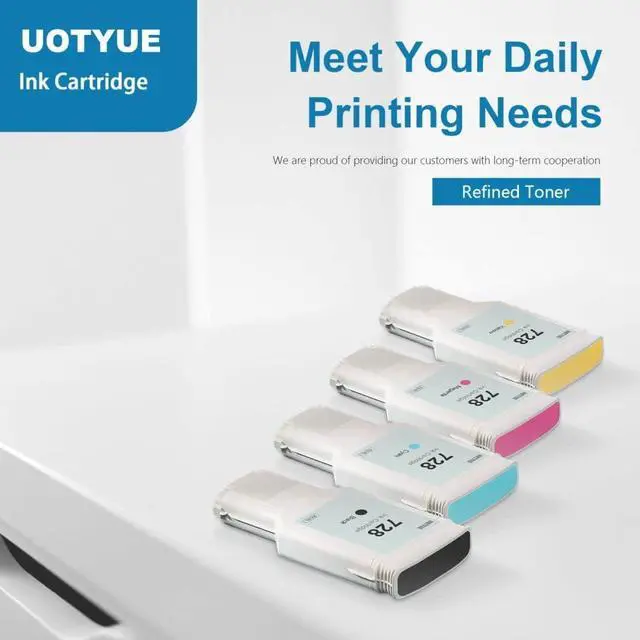 Alt view image 5 of 6 - 728 Ink Cartridges 4-Pack (300-ml Black / 130-ml Cyan/Magenta/Yellow) - Utye Compatible Ink Cartridges Replacement  728 Ink Work with T830 MFP & T730 Large Format Plotter Printer