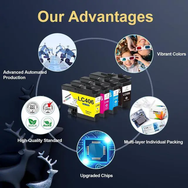 Alt view image 2 of 7 - Miss Deer Compatible LC406 Ink Cartridges Replacement  LC 406 LC406XL Work with MFC-J4335DW MFC-J4345DW MFC-J4535DW MFC-J5855DW MFC-J5955DW MFC-J6555DW MFC-J6955DW Printer 4-Pack (BK/C/Y/M)