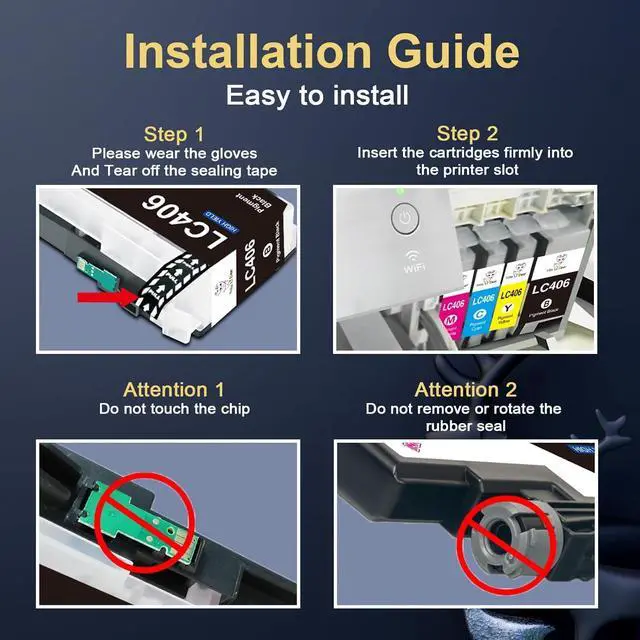 Alt view image 6 of 7 - Miss Deer Compatible LC406 Ink Cartridges Replacement  LC 406 LC406XL Work with MFC-J4335DW MFC-J4345DW MFC-J4535DW MFC-J5855DW MFC-J5955DW MFC-J6555DW MFC-J6955DW Printer 4-Pack (BK/C/Y/M)