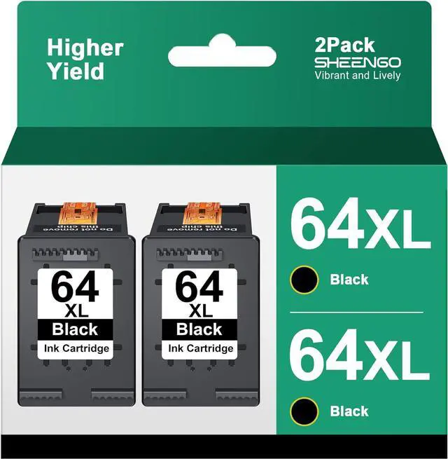 Main image of 64XL Black Ink Cartridge High Yield Remanufactured Ink Replacement  Ink 64 64 XL for Envy Photo 7858 7855 7155 6255 6252 7120 6232 7158 7164 Envy 7255e 7955e 7958e Tango X Printer (2 Black)