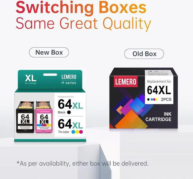 Alt view image 7 of 7 - LEMERO Remanufactured 64 Ink Cartridge Replacement  64XL 64 XL Combo Pack for Envy Photo 7855 7155 7858 7800 6255 6230 7820 Printer (Black and Color, 2 Pack) 64XL Tango Ink Cartridges