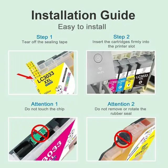 Alt view image 7 of 7 - Miss Deer Upgraded LC3033 Ink Cartridges, Replacement  3033 LC3033XXL LC3033 LC3035XXL LC3035 Work  MFC-J995DW MFC-J805DW MFC-J815DW (1Black, 1Cyan, 1Magenta, 1Yellow) 4 Pack