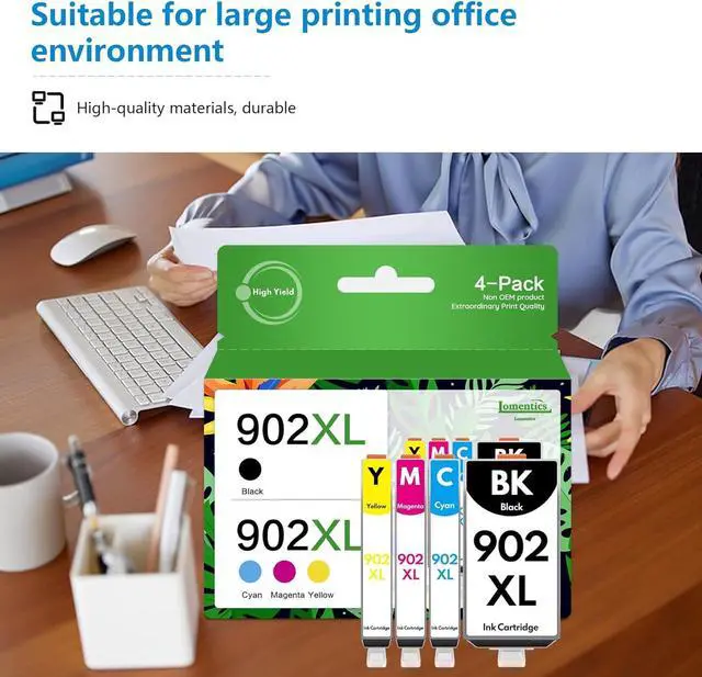 Alt view image 3 of 6 - 902XL Ink Cartridges Combo Pack (4-Pack,Black/Cyan/Magenta/Yellow) -LOMENTI Compatible 902xl 902 Ink Cartridges Replacement  OfficeJet 6963 6954 6958 6962 6966 Pro 6968 6978 6975 6960 6970