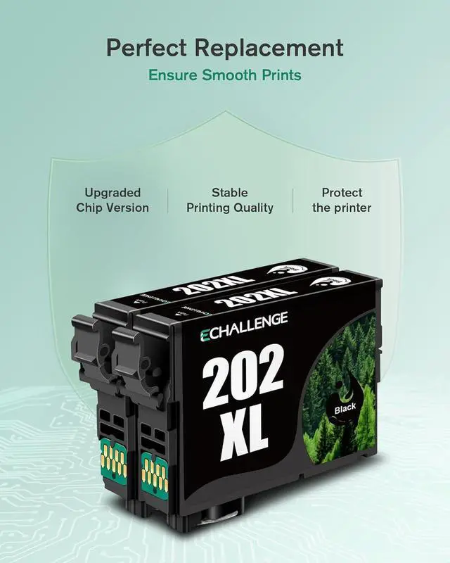 Alt view image 2 of 6 - 202XL 202 Ink cartridges Black-2 Pack Remanufactured Ink Cartridge Replacement 202 XL 202XL T202XL for Expression Home XP-5100 Workforce WF-2860 Printer