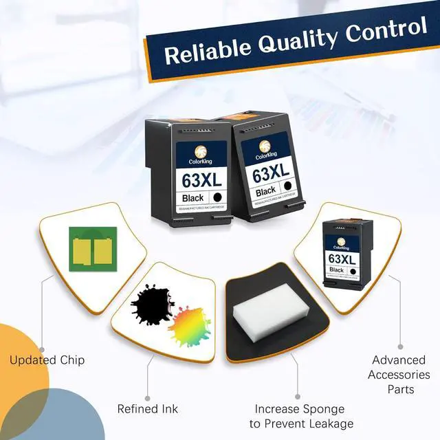 Alt view image 6 of 7 - ColorKing Remanufactured Replacement 63XL Black Ink Cartridge 63 Ink Cartridges Printers OfficeJet 3830 4650 4652 4655 5200 5255 5258 Envy 4520 4512 DeskJet 1112 2132 3630 (2 Black)