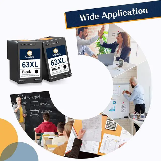 Alt view image 7 of 7 - ColorKing Remanufactured Replacement 63XL Black Ink Cartridge 63 Ink Cartridges Printers OfficeJet 3830 4650 4652 4655 5200 5255 5258 Envy 4520 4512 DeskJet 1112 2132 3630 (2 Black)