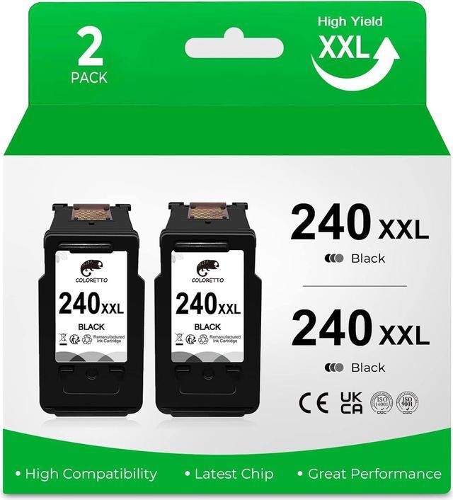 Main image of COLORETTO Remanufactured Printer Ink Cartridge Replacement  PG-240XXL CL-241XL 240XL 240 241 XL Combo Pack to use with PIXMA MG3620 TS5120 MG2120 MG3520 MX452 MX512 (2 Black)