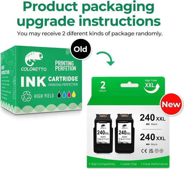 Alt view image 2 of 7 - COLORETTO Remanufactured Printer Ink Cartridge Replacement  PG-240XXL CL-241XL 240XL 240 241 XL Combo Pack to use with PIXMA MG3620 TS5120 MG2120 MG3520 MX452 MX512 (2 Black)