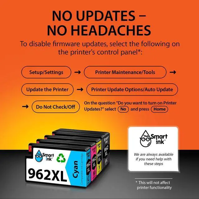 Alt view image 4 of 7 - Smart Ink Compatible Ink Cartridge Replacement  962XL 962 XL (Black XL & C/M/Y XL 4 Combo Pack) to use with Officejet Pro 9015 9010 9018 9022 9025 9020 9019 9013 9016 Officejet 9012