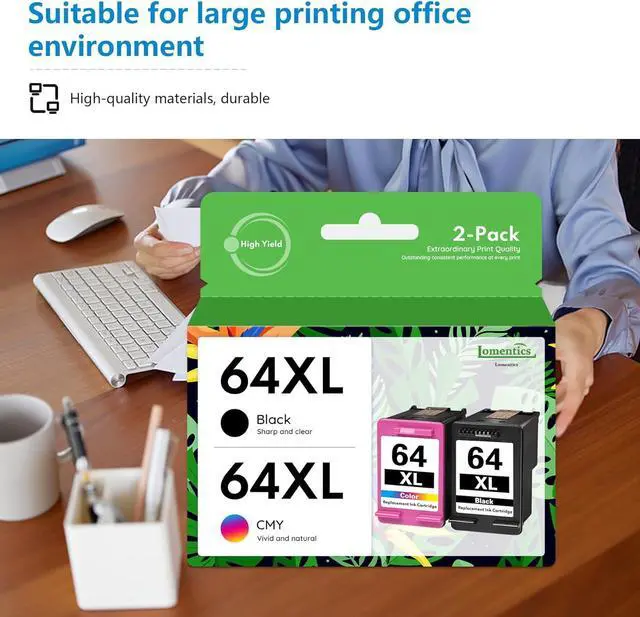 Alt view image 6 of 6 - 64XL Ink Cartridge Combo Pack (2 Pack,1Black/1Tricolor) -LOMENTI Remanufactured Ink Cartridges Replacement  64XL 64 Ink Cartridge  Envy Photo 7858 7855 7155 6234 Envy Inspire 7255e 7200