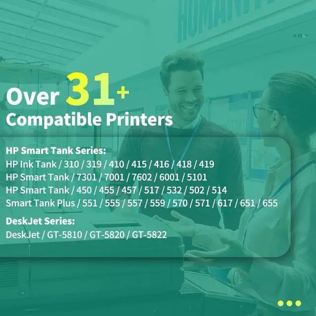 Alt view image 2 of 7 - Greenland Office Compatible Ink Bottle Replacement  31 32 XL Ink  Smart Tank 7301 6001 7602 Plus 551 651 455 Wireless All-in-One Ink Tank Printer(165ml Black, 100ml Cyan Magenta Yellow)