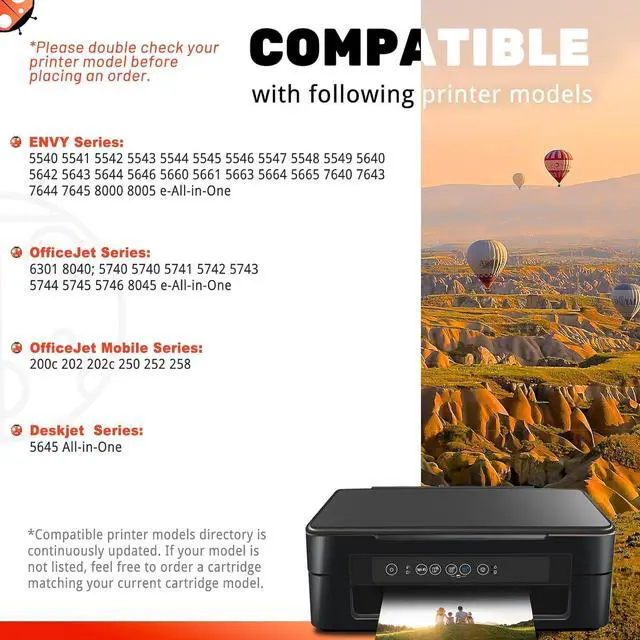 Alt view image 2 of 6 - COCCINK 62XL Ink Cartridge Replacement  62 XL for Envy 5660 7645 7640 5642 5643 5640 OfficeJet 250 5740 200 5746 5745 200 250 Mobile Printer Combo Pack Printer Ink (1 Black, 1 Tri-Color)