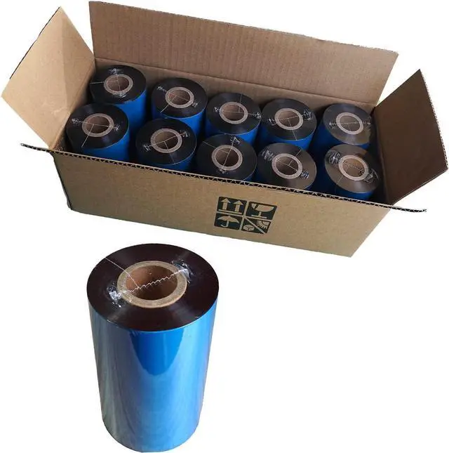 Main image of (10 Rolls) 4.33'' x 984' Premium Resin Enhanced Wax Ribbon, 110mm x 300m Black Thermal Transfer Ribbon, Barcode Thermal Label Printer Ribbon, CSO-Ink Outside, 1'' Core for Zebra, TSC, GoDex, Citizen