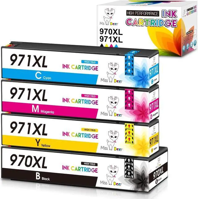 Main image of Miss Deer 970XL 971XL 970 971 Compatible Ink Cartridges Replacement  970 971 XL,Work  Officejet Pro X576dw X451dn X451dw X476dw X476dn X551dw Printer (4 Pack)