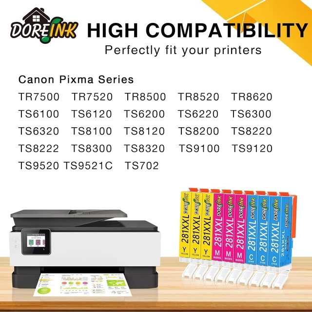 Alt view image 2 of 7 - Compatible Ink Cartridge Replacement for Canon CLI-281 XXL for Use with Canon PIXMA TS9521C TS9520 TS9120 TS8220 TS8120 TS6220 TS6120 TR8520 TR7520 Printer (3 Cyan, 3 Yellow, 3 Magenta)