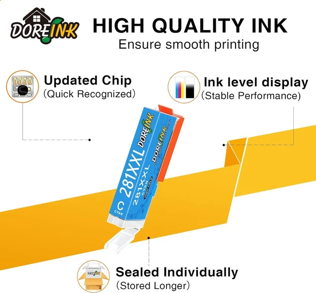Alt view image 3 of 7 - Compatible Ink Cartridge Replacement for Canon CLI-281 XXL for Use with Canon PIXMA TS9521C TS9520 TS9120 TS8220 TS8120 TS6220 TS6120 TR8520 TR7520 Printer (3 Cyan, 3 Yellow, 3 Magenta)