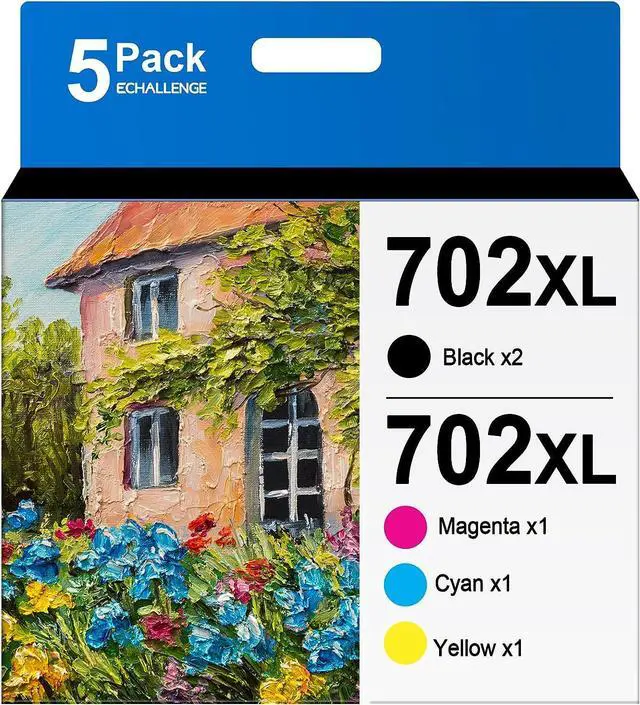 Main image of 702 702XL 5 Pack Ink Cartridges Replacement 702 XL 702XL T702XL to Use with Workforce Pro WF-3720 WF-3730 WF-3733 Printer New Upgraded Chip