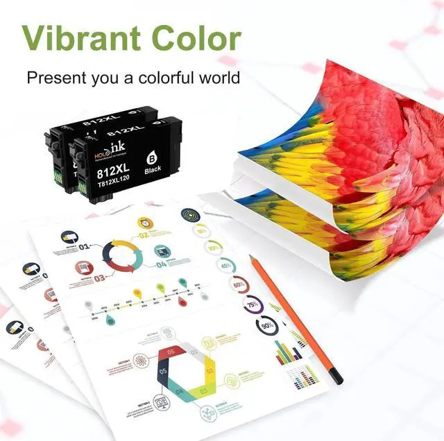 Alt view image 6 of 6 - 812XL Ink Cartridges Remanufactured Replacement  812 812 XL Ink Cartridges for WF-7840 WF-7820 WF-7310 EC-C7000 Printer (2 Black)