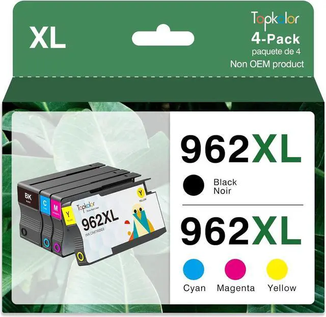 Main image of Topkolor 962XL Ink Cartridges Replacement  962XL 962 XL Ink Cartridges  OfficeJet Pro 9010 9015 9015e 9025 9020 9018 Printer High Page Yield 962XL Ink Cartridges Combo Pack (4 Pack)