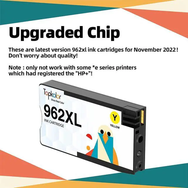 Alt view image 5 of 7 - Topkolor 962XL Ink Cartridges Replacement  962XL 962 XL Ink Cartridges  OfficeJet Pro 9010 9015 9015e 9025 9020 9018 Printer High Page Yield 962XL Ink Cartridges Combo Pack (4 Pack)