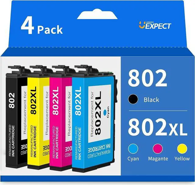 Main image of 802XL Remanufactured Ink Cartridge Replacement  802 XL-BCS T802XL for Workforce Pro WF-4740 WF-4734 EC-4020 EC-4040 WF-4720 WF-4730 Printer Black Cyan Magenta Yellow, 4P