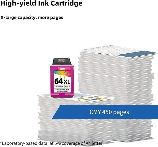 Alt view image 3 of 7 - Ubinki 64XL Color Ink Cartridge Replacement Ink 64 XL HP64 HP64XL Cartridges for Envy 7855 7155 7858 7800 7955e 7255e 7900e 6200 6255 7830 7864 7120 6222 Tango x Printers (2-Pack)