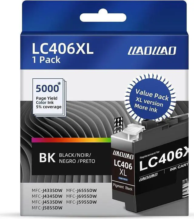 Main image of LC406XL Ink Cartridges Black Replacement  LC406 LC 406 XL  MFC-J4335DW MFC-J4345DW MFC-J4535DW MFC-J5855DW MFC-J6555DW MFC-J6955DW MFC-J5955DW Printer LC406BK